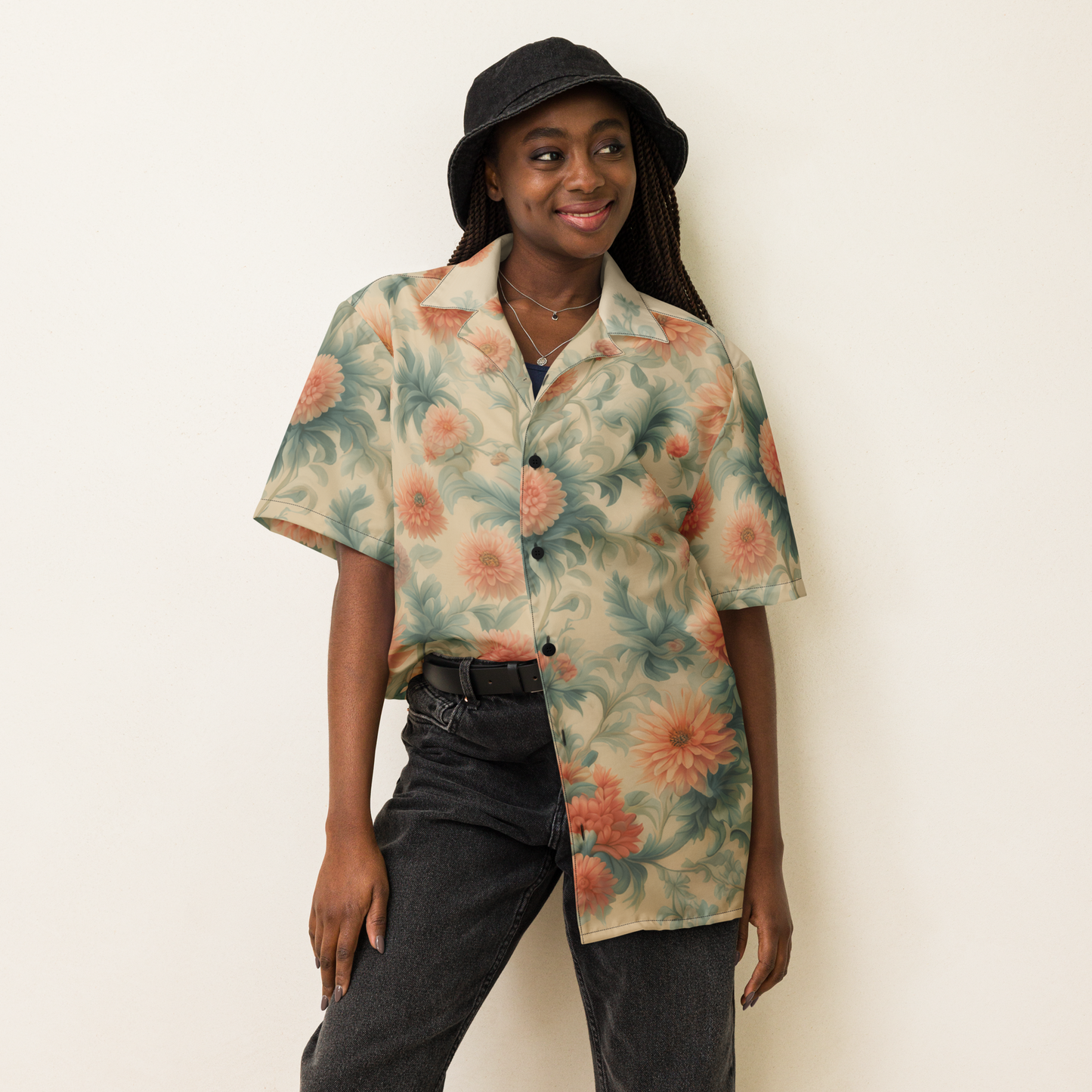 Soft Flowers, Unisex button shirt