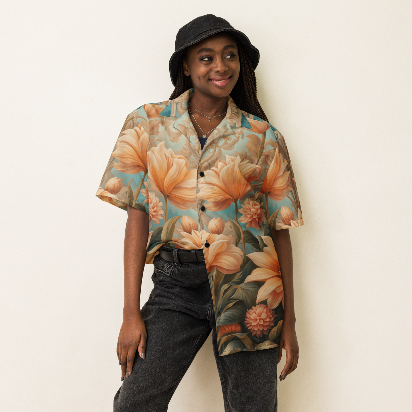 Soft Flowers II, Unisex button shirt