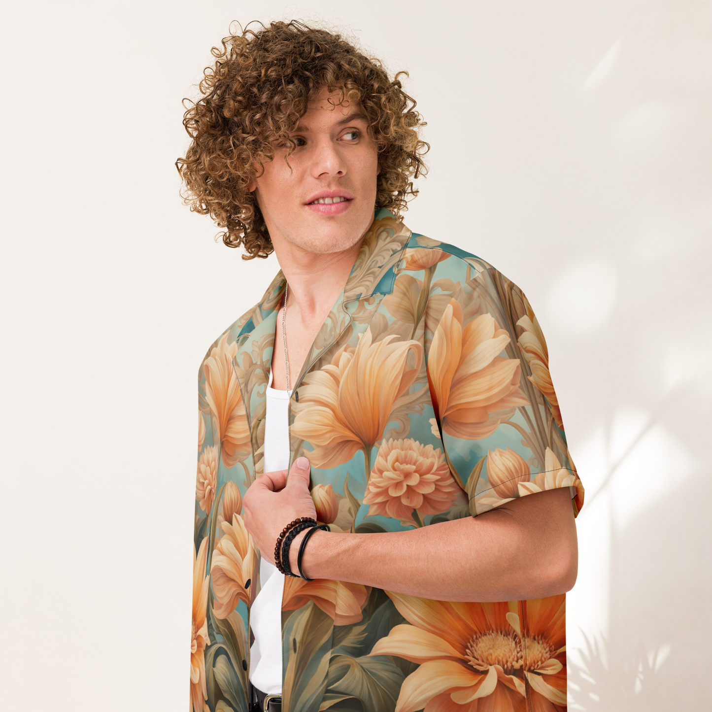 Soft Flowers II, Unisex button shirt