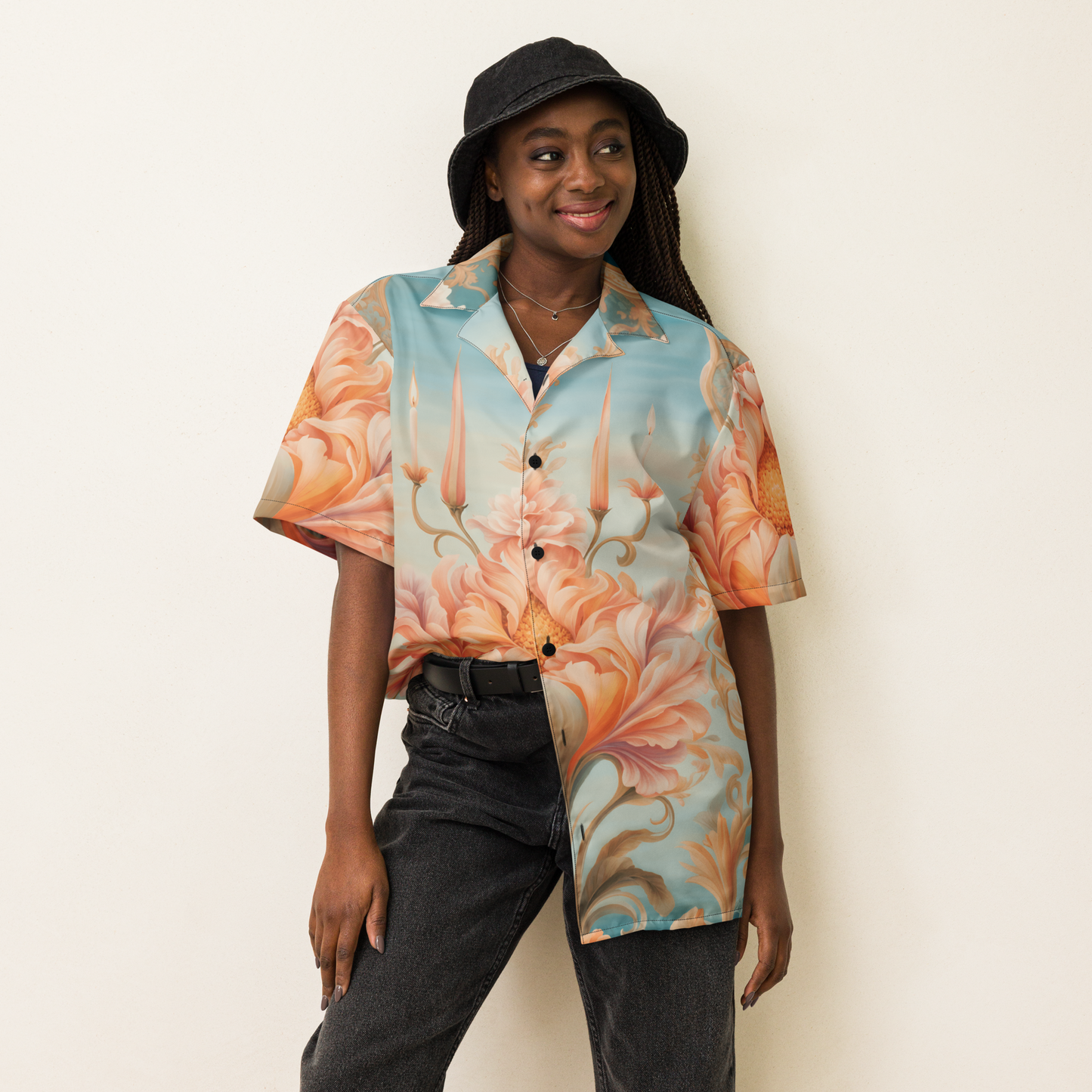 Tartarian Flowers, Unisex button shirt