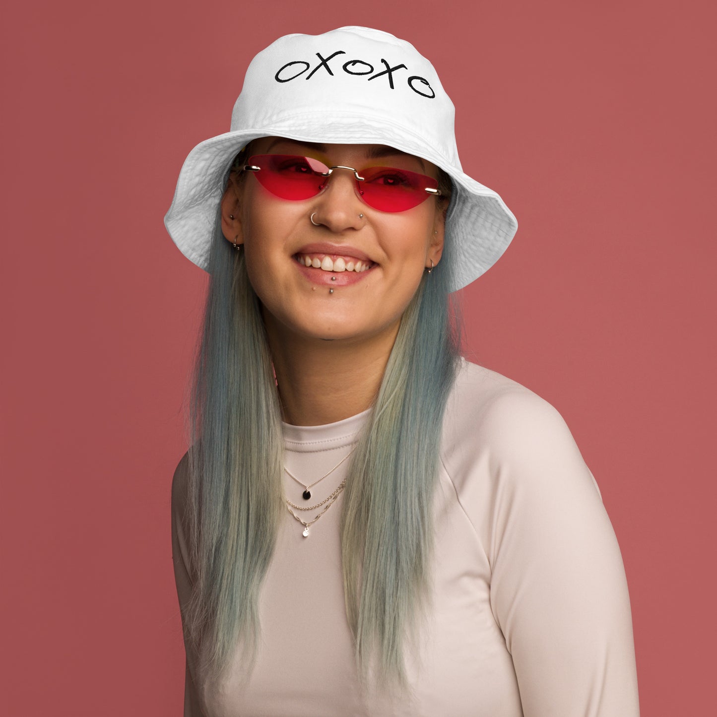 OXOXO White/Black, Organic bucket hat