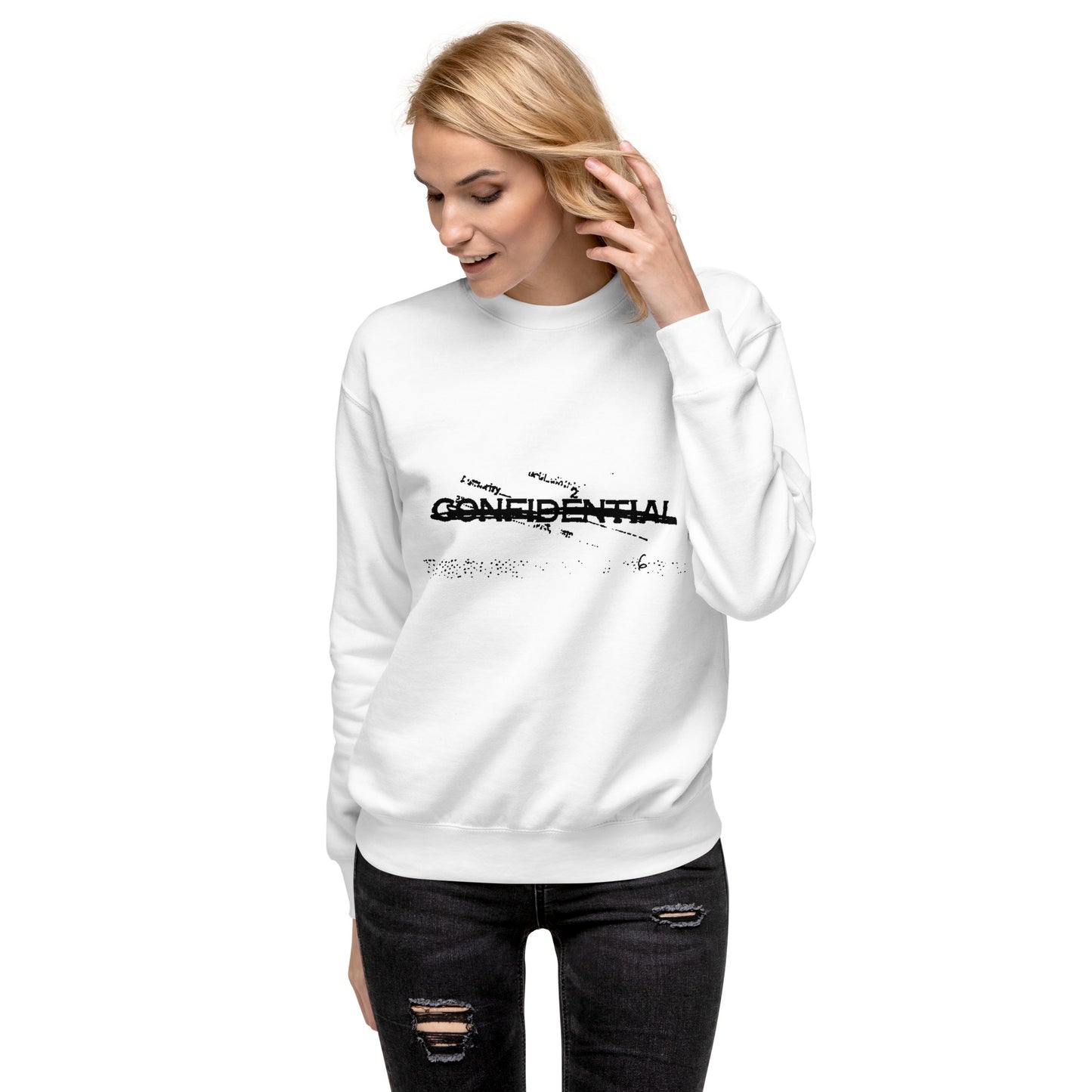 Confidential White, Unisex Premium Sweatshirt