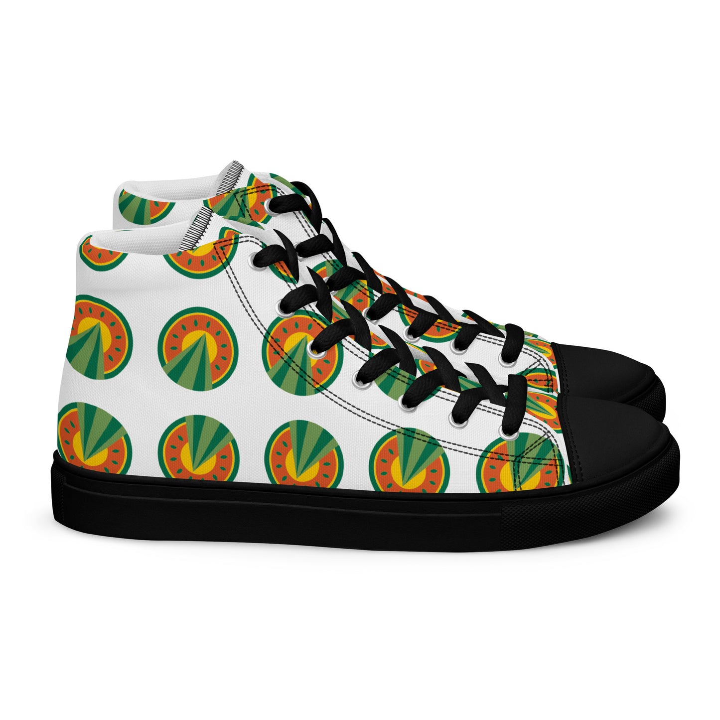 Watermelon Sunrise, high top canvas shoes